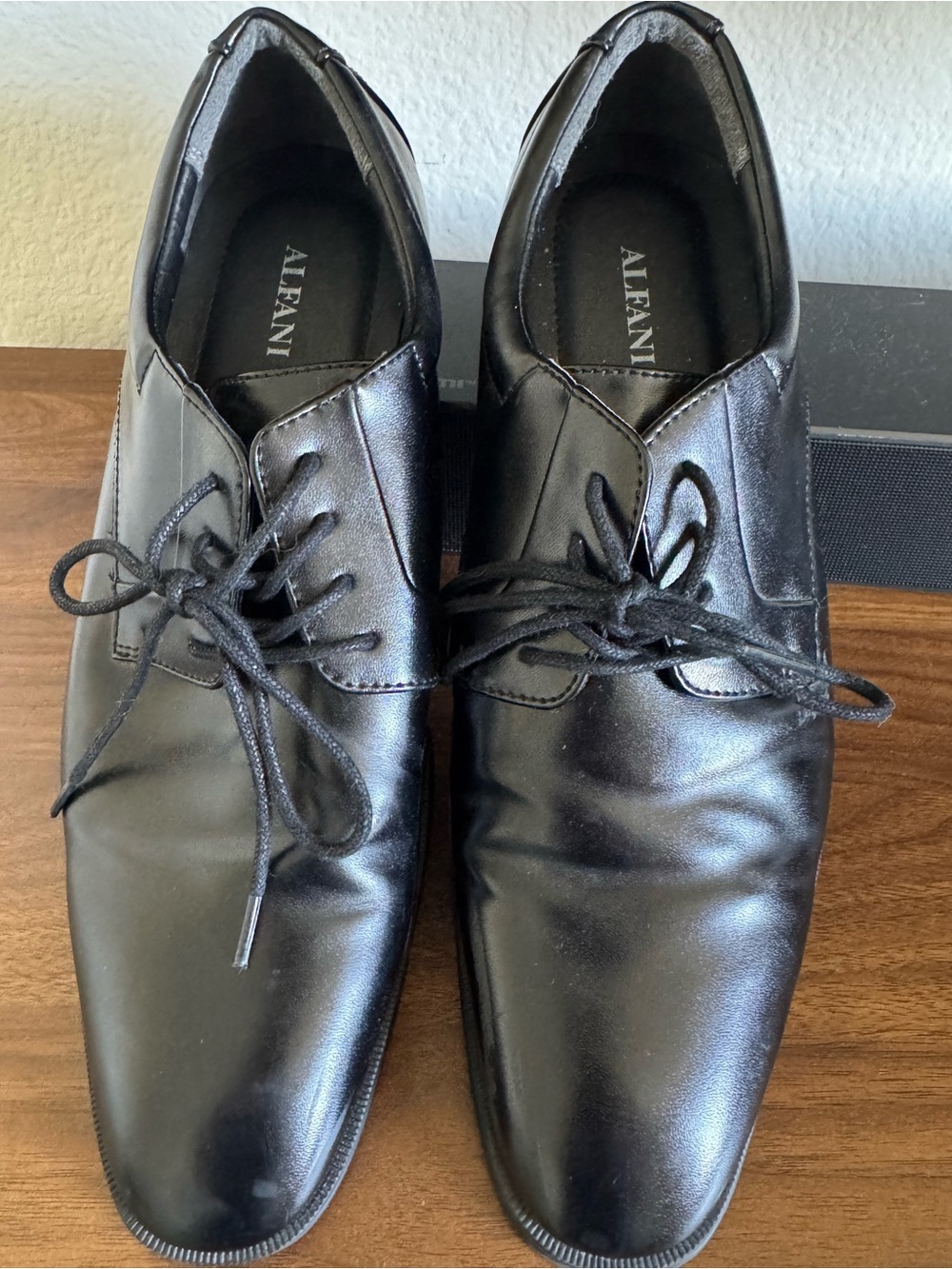Alfani Black Leather Lace-Up Dress Oxfords
